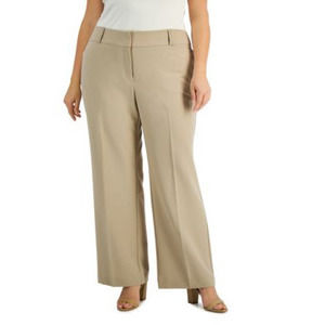 Alfani Plus Khaki Wide Leg Pants - Plus Size 22W - Work Pants